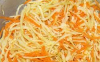 สลัดกะหล่ำปลีและแครอทพร้อมน้ำส้มสายชู